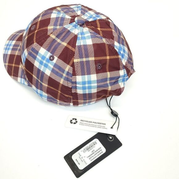 Rag & Bone Unisex Addison Baseball Cap in Burgundy Plaid - Picture 9 of 12